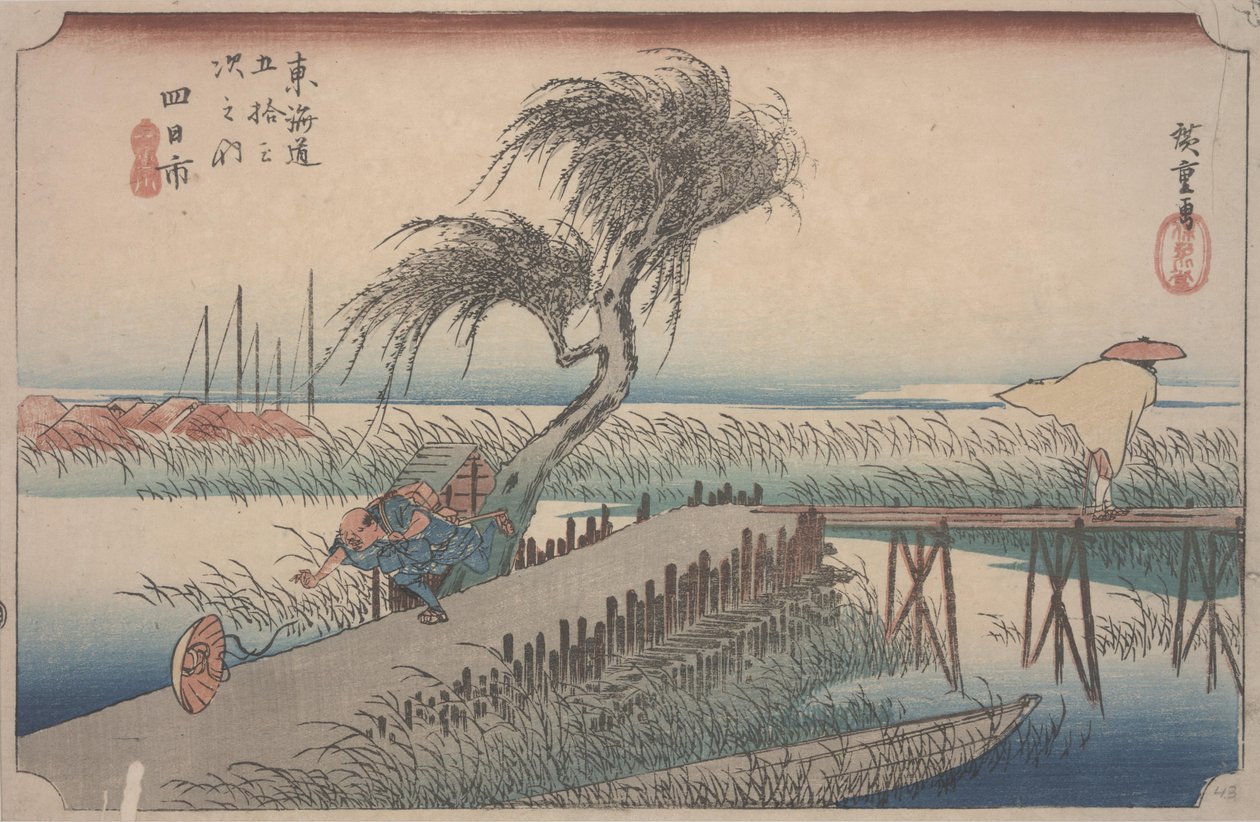 Mie River af Ando or Utagawa Hiroshige