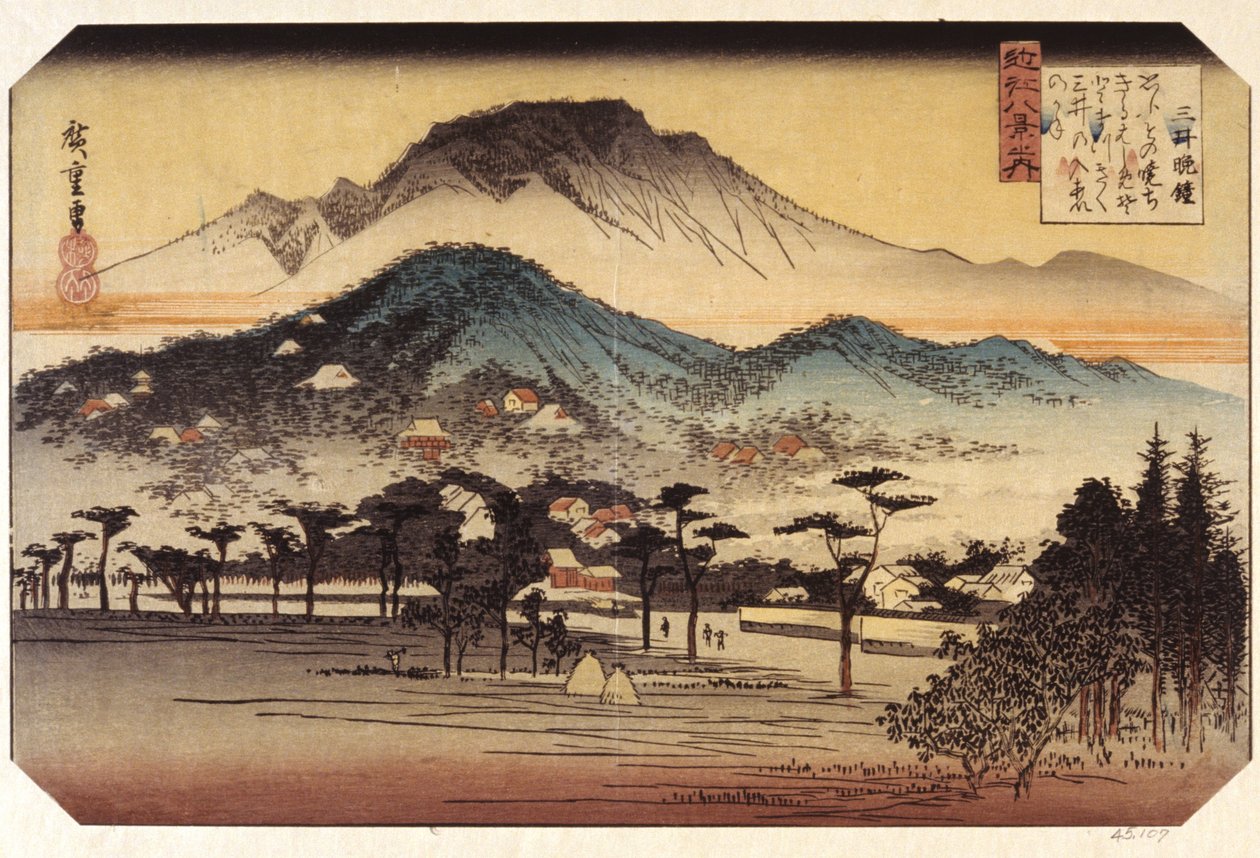 Miidera (træblok i farver) af Ando or Utagawa Hiroshige