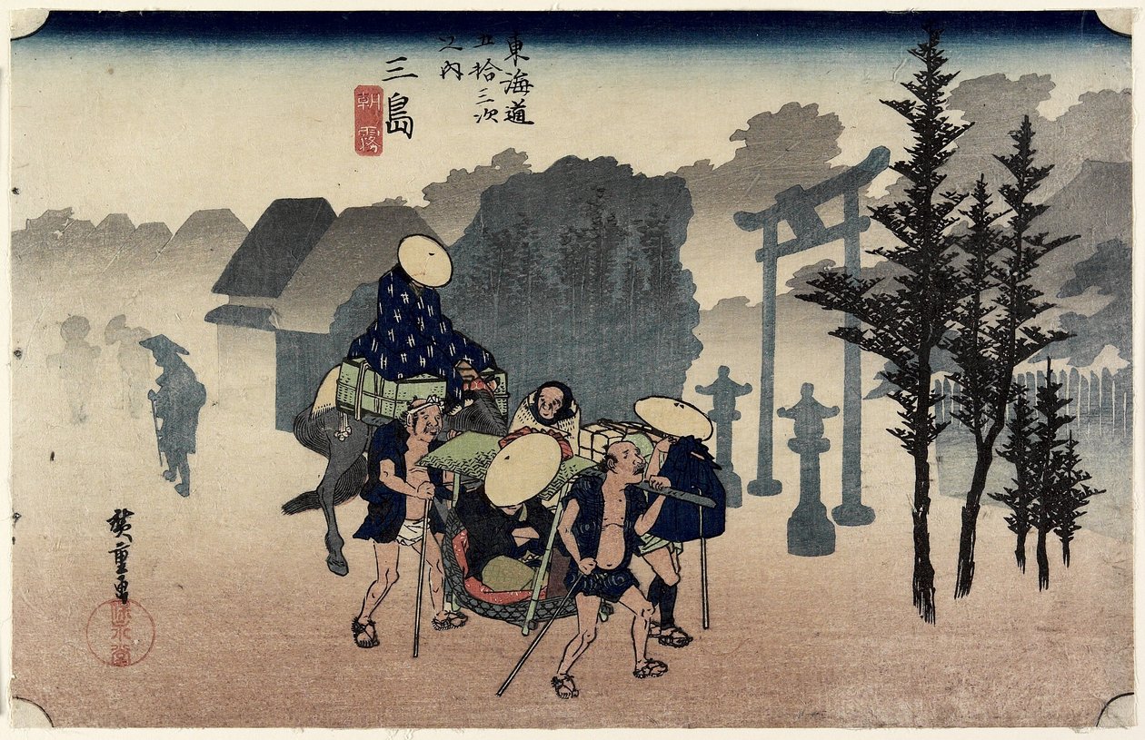 Morning Mist, Mishima, ca. 1833 af Ando or Utagawa Hiroshige