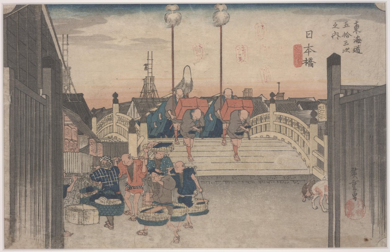 Morgenscene af Ando or Utagawa Hiroshige