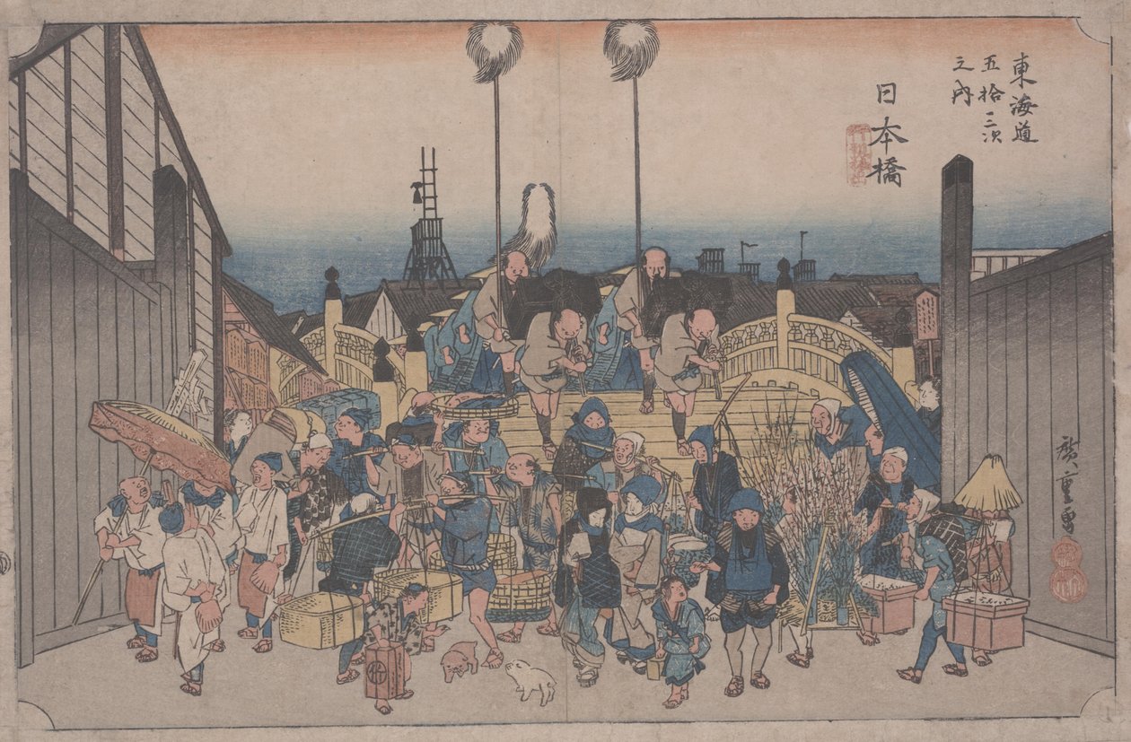 Morgenscene af Ando or Utagawa Hiroshige