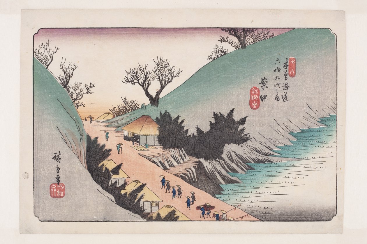 nr. 16, Annaka (træblok i farver) af Ando or Utagawa Hiroshige