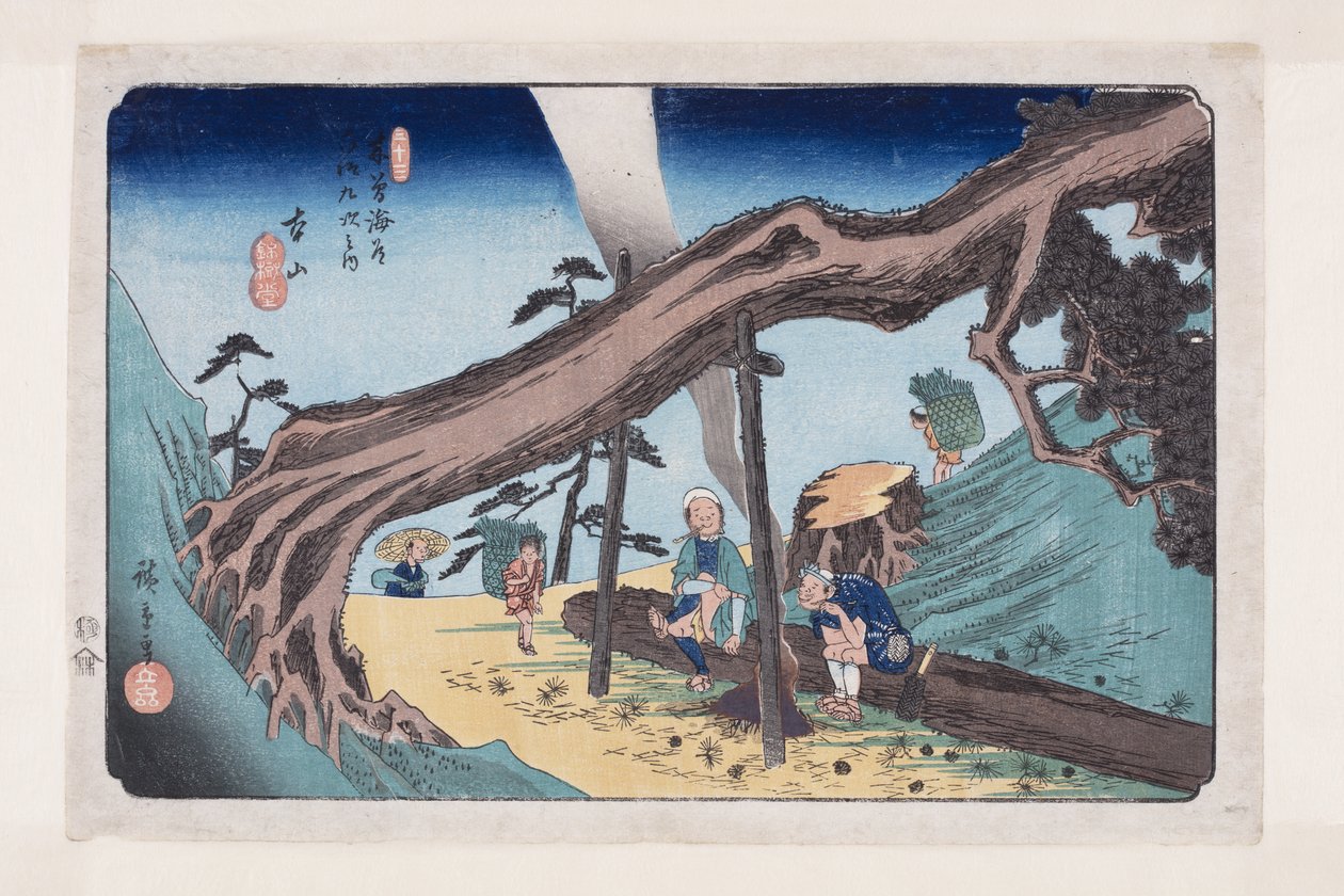 nr. 33, Motoyama (træblok i farver) af Ando or Utagawa Hiroshige