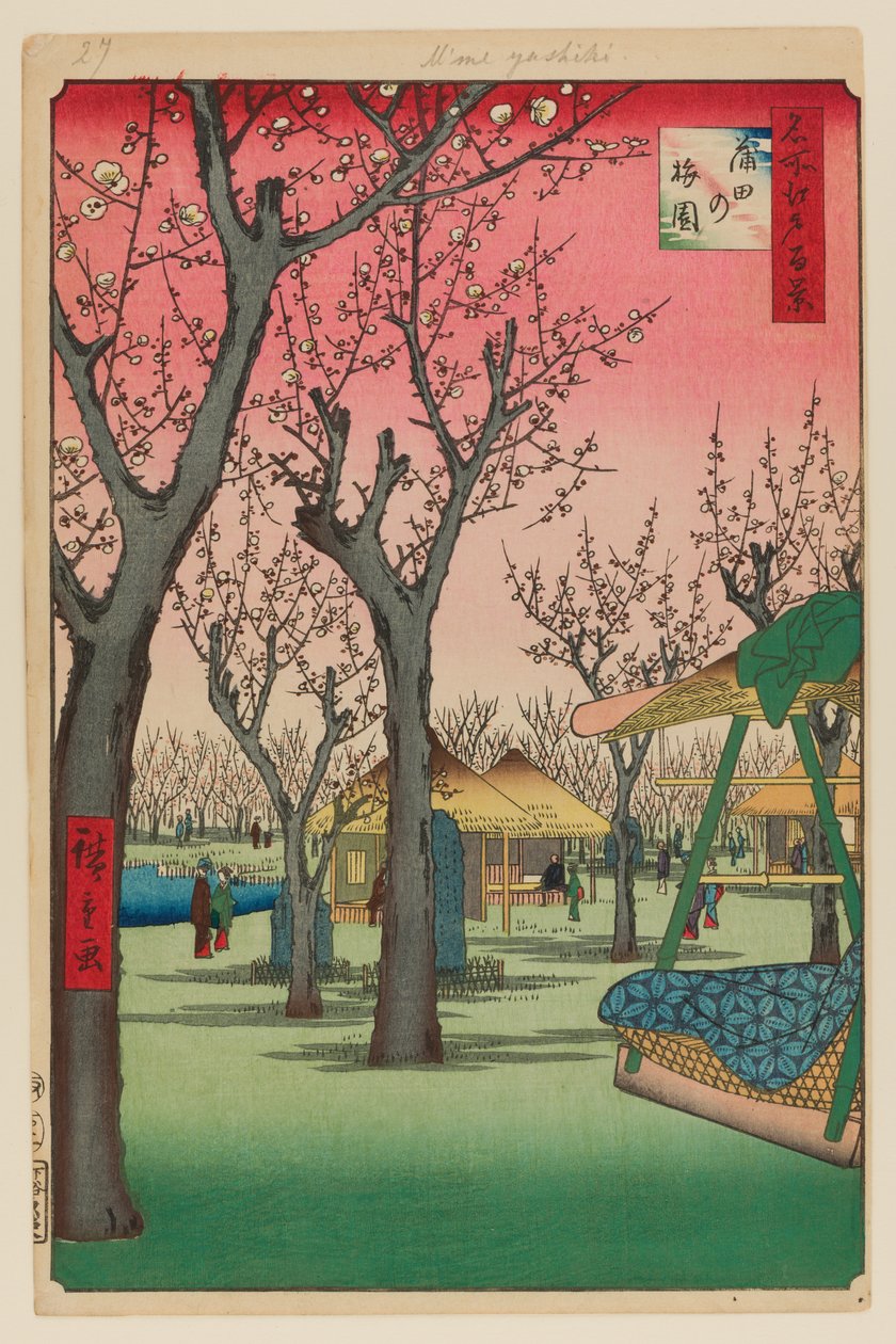 Blommehaven, Kamata (Kamata no Umezono) af Ando or Utagawa Hiroshige