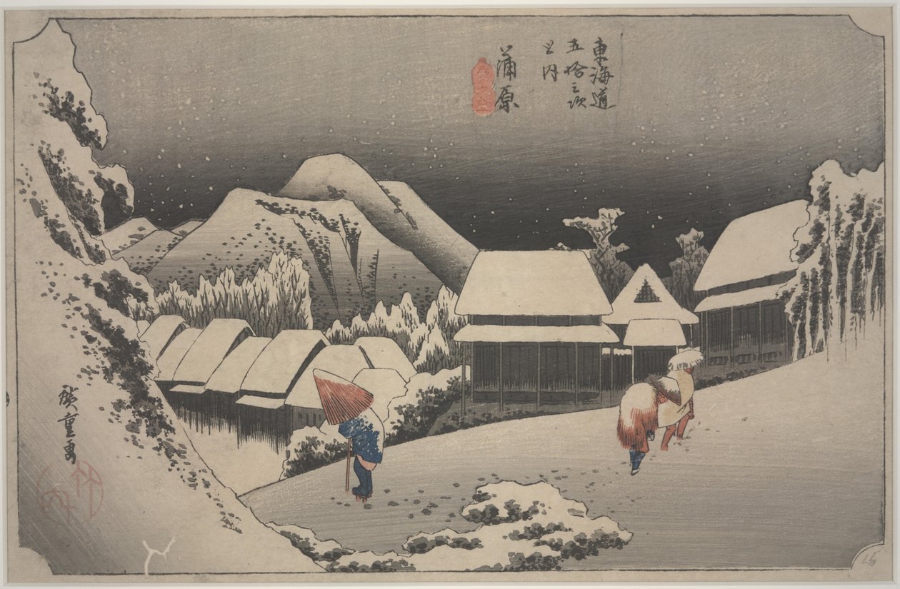 Sne om natten af Ando or Utagawa Hiroshige