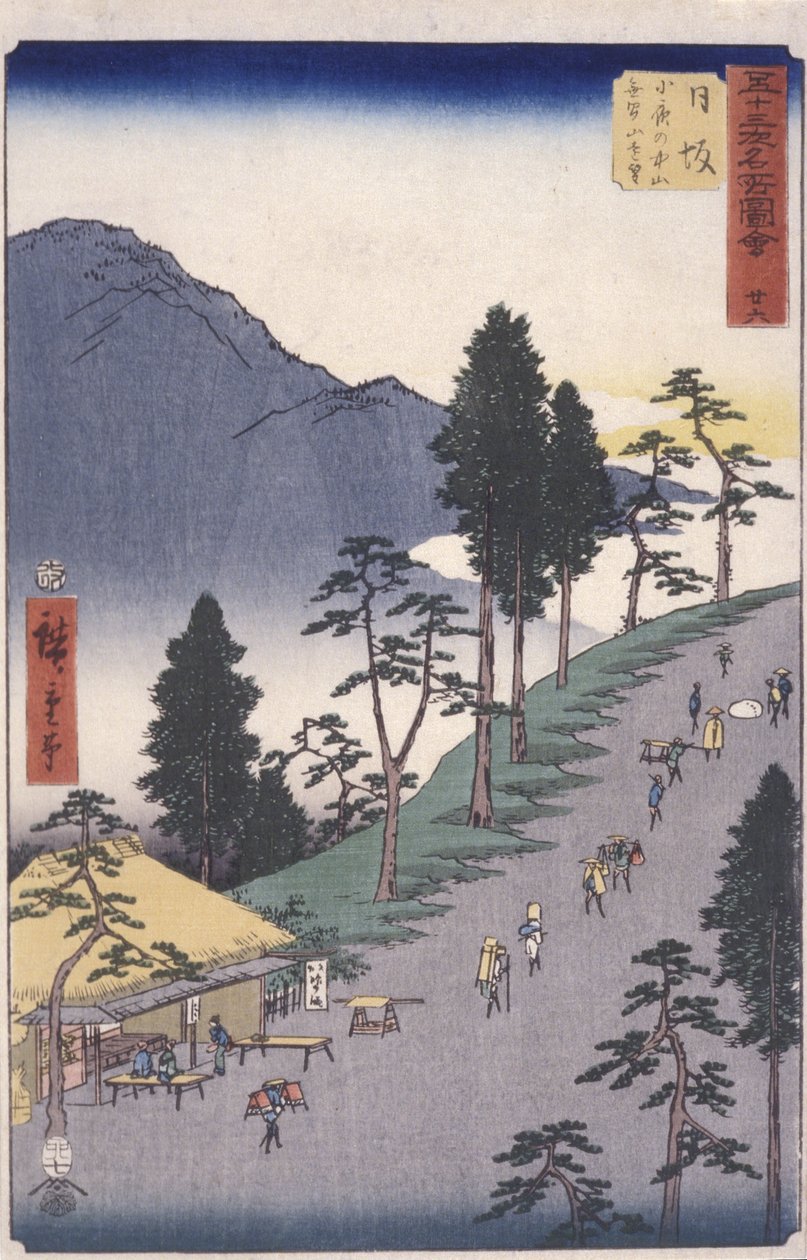 Station 26, Nissaka (træblok i farver) af Ando or Utagawa Hiroshige