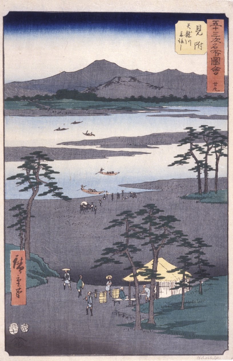 Station 29, Mitsuke (træbloktryk i farver) af Ando or Utagawa Hiroshige