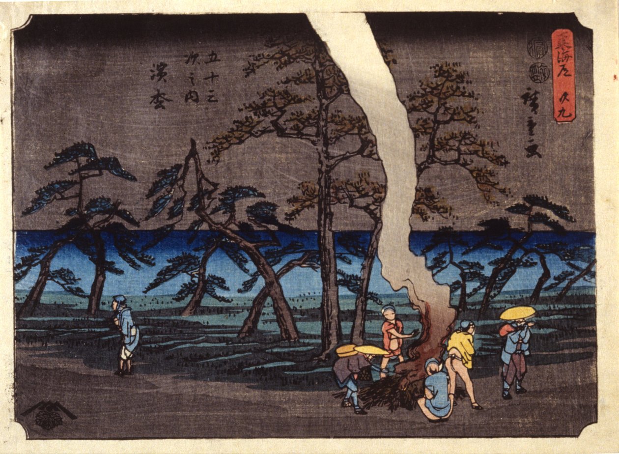 Station 30, Hamamatsu (træbloktryk i farver) af Ando or Utagawa Hiroshige