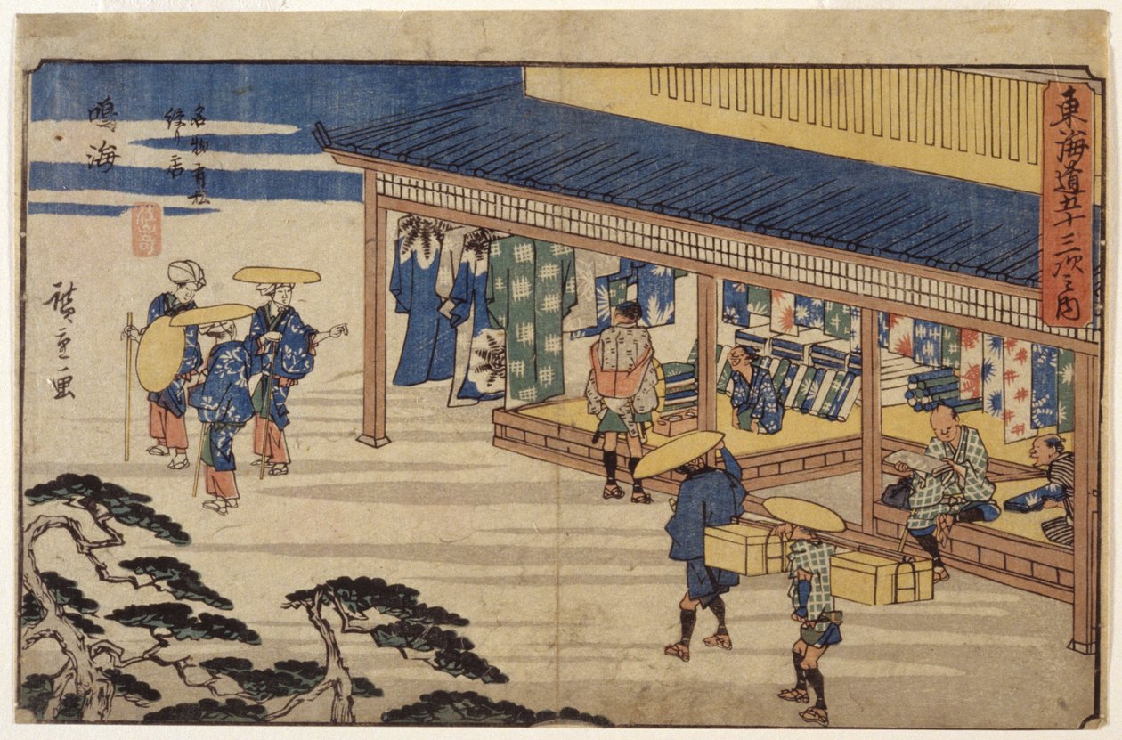 Station 41, Narumi (træblok i farver) af Ando or Utagawa Hiroshige