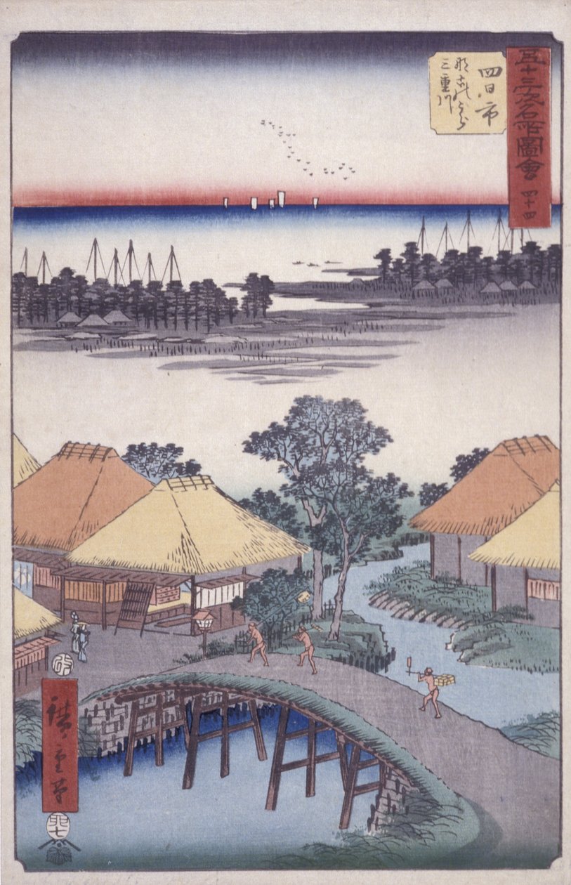 Station 44, Yokkaichi (træbloktryk i farver) af Ando or Utagawa Hiroshige