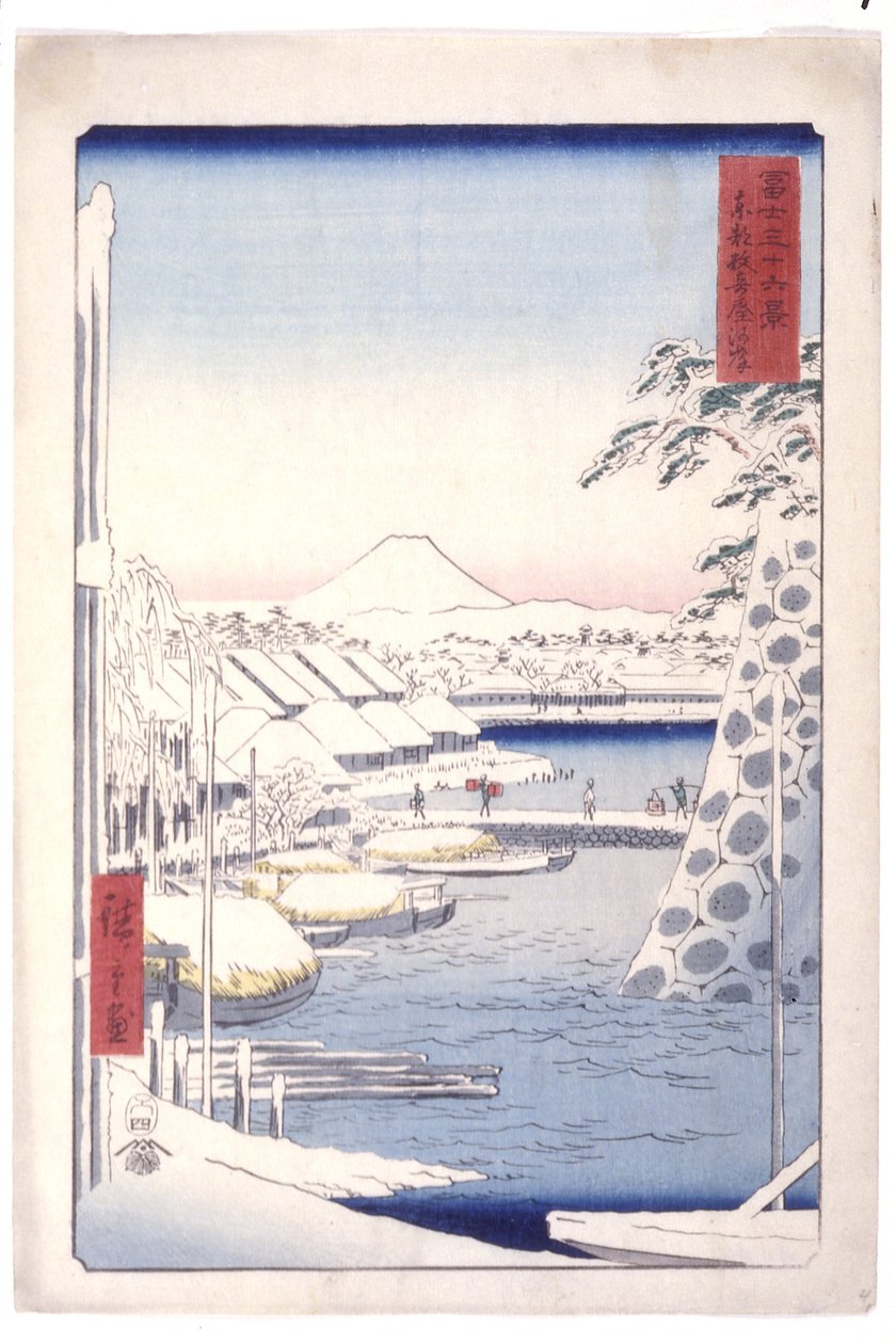 Sukiya Riverbank i den østlige hovedstad (T?to Sukiya Kaigan) (træbloktryk i farver) af Ando or Utagawa Hiroshige