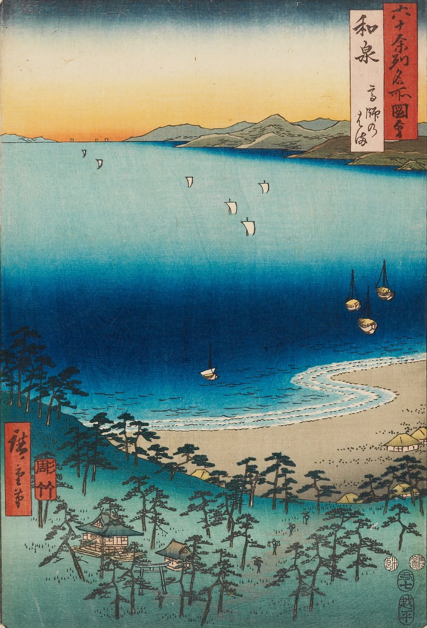 Stranden ved Takashi i Izumi-provinsen af Ando or Utagawa Hiroshige