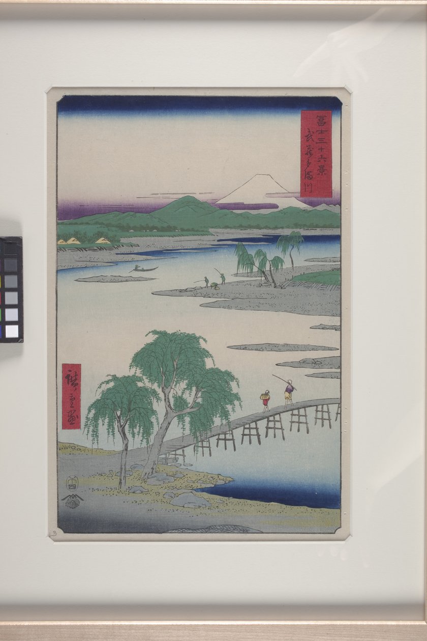 Tama-floden i Musashi-provinsen (Musashi Tamagawa) (træblok i farver) af Ando or Utagawa Hiroshige
