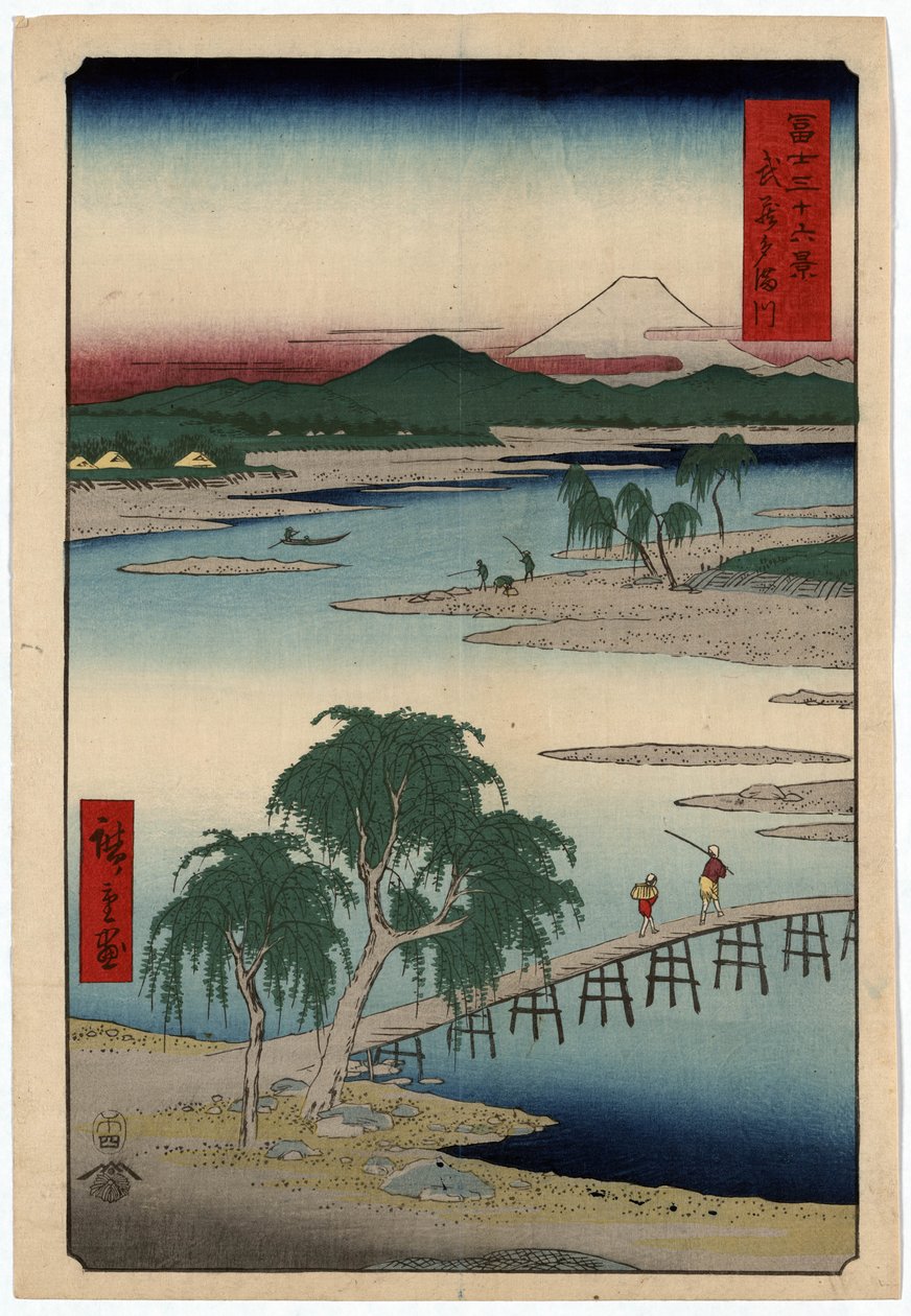 Floden Tamagawa i Musashi-provinsen, Japan af Ando or Utagawa Hiroshige