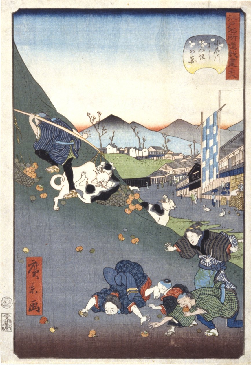 Se w af Nishitomizaka-medlem Koishikawa (38) (Koishikawa Nishitomizaka-system 38) af Ando or Utagawa Hiroshige