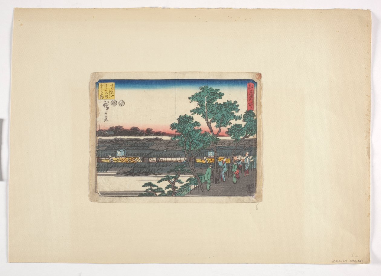 Udsigt over Saruwakacho fra Matsuchiyama (farvet træsnit) af Ando or Utagawa Hiroshige