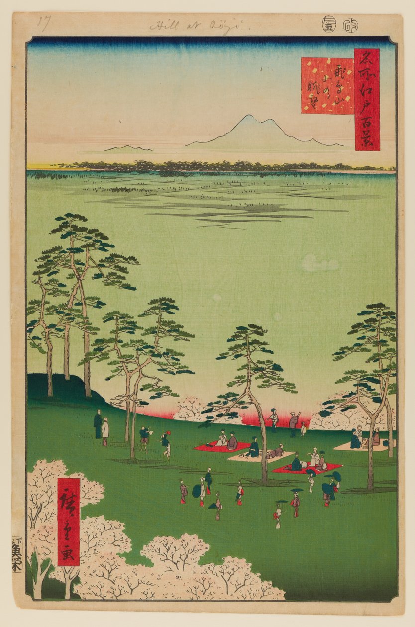 Udsigt mod nord fra Asukayama af Ando or Utagawa Hiroshige