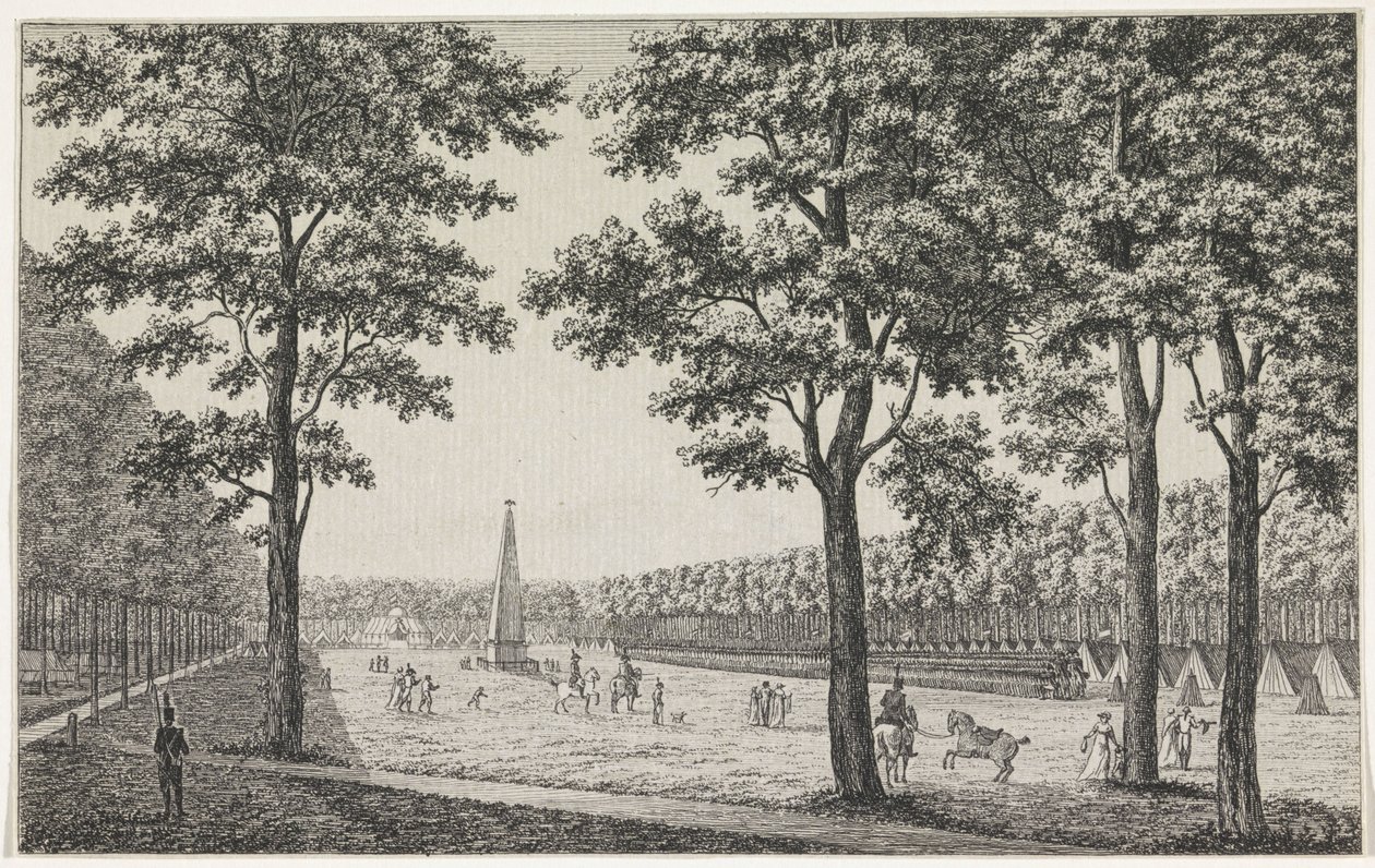 Udsigt over den franske lejr på Malieveld i Haag til ære for Louis Napoleons overtagelse af tronen af André