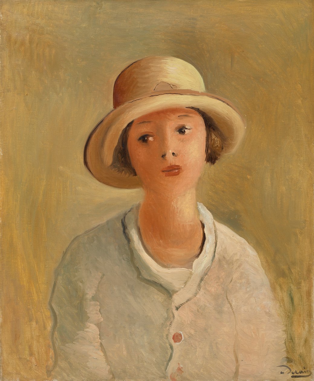 Portræt af Geneviève au chapeau de paille, malerens niece af Andre Derain
