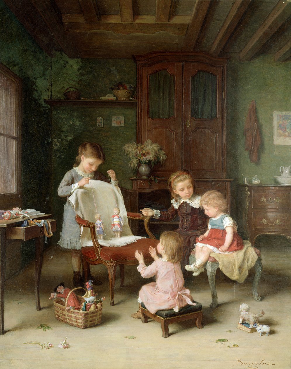 Den glade familie (panel) af André Henri Dargelas