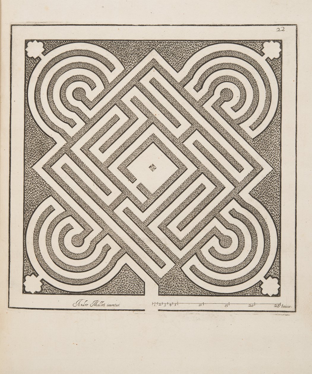 Design for Parterre, fra Theatre des Plans et Jardinages, pub.1652 (gravering) af André Mollet