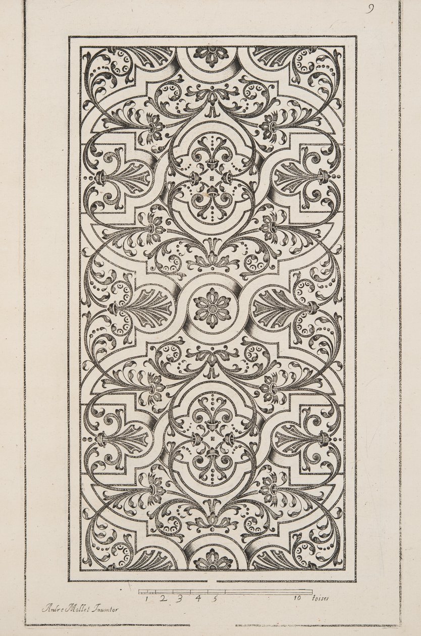 Design for Parterre, fra Theatre des Plans et Jardinages, pub.1652 (gravering) af André Mollet