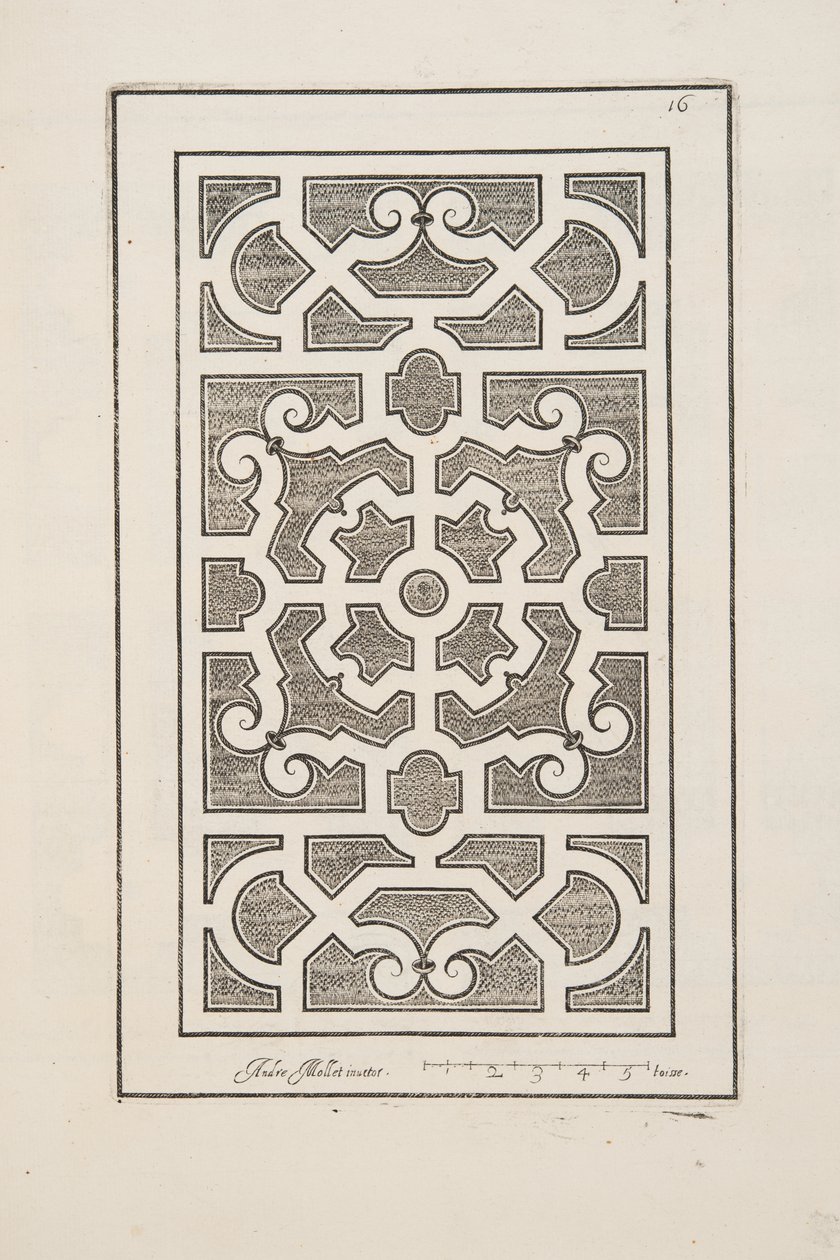 Design for Parterre, fra Theatre des Plans et Jardinages, pub.1652 (gravering) af André Mollet
