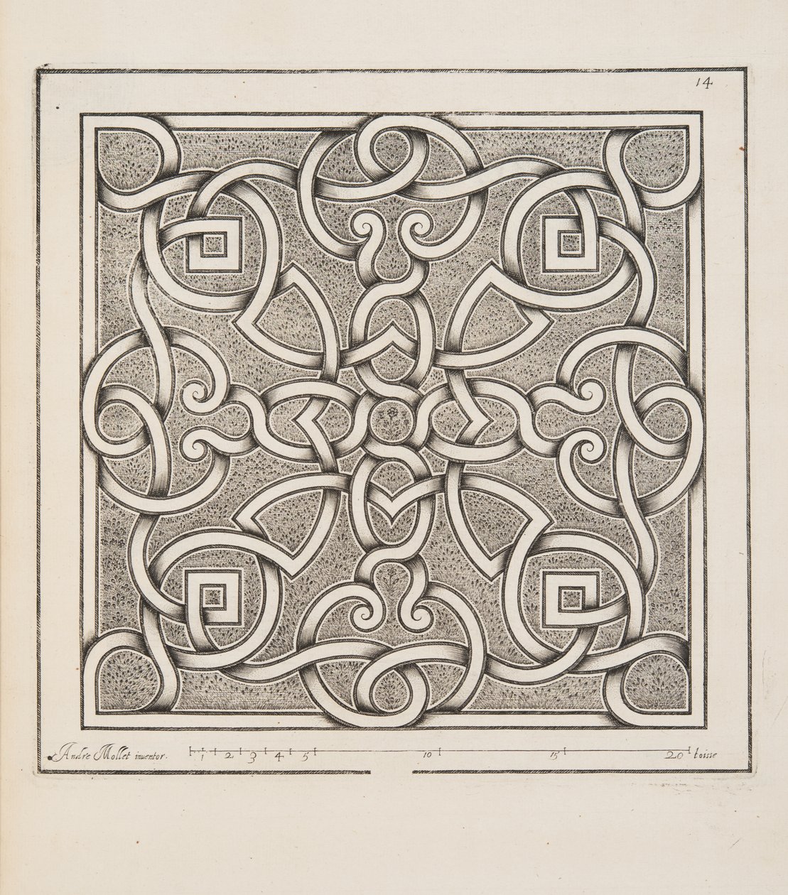 Design for Parterre, fra Theatre des Plans et Jardinages, pub.1652 af André Mollet