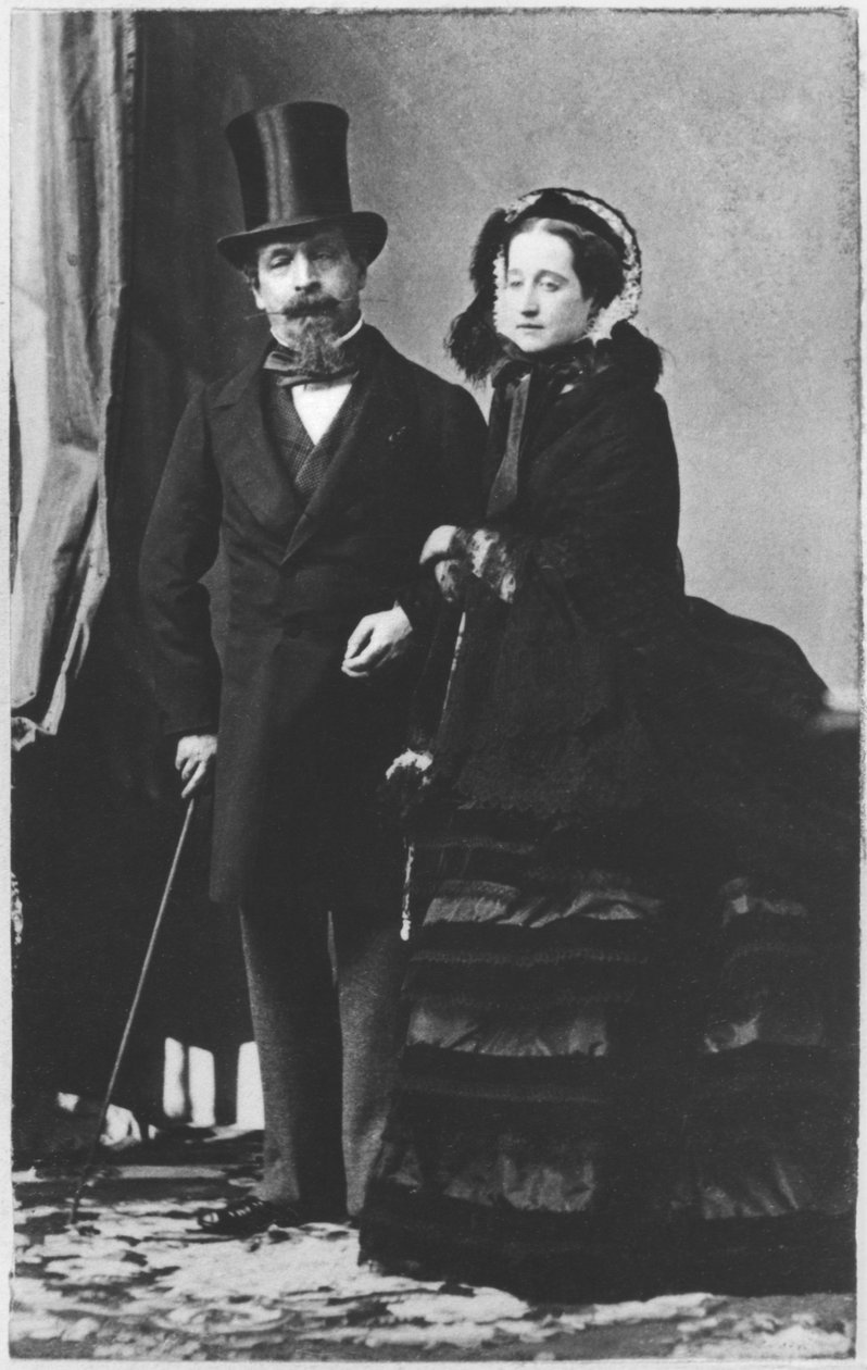 Kejser Napoleon III og kejserinde Eugenie, ca. 1865 (sepia fotografi) af Andre Adolphe Eugene Disderi