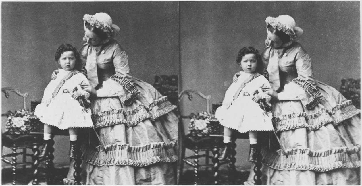 Kejserinde Eugenie og prins Eugene Louis Napoleon Bonaparte, ca. 1858-59 (stereoskopisk foto) af Andre Adolphe Eugene Disderi