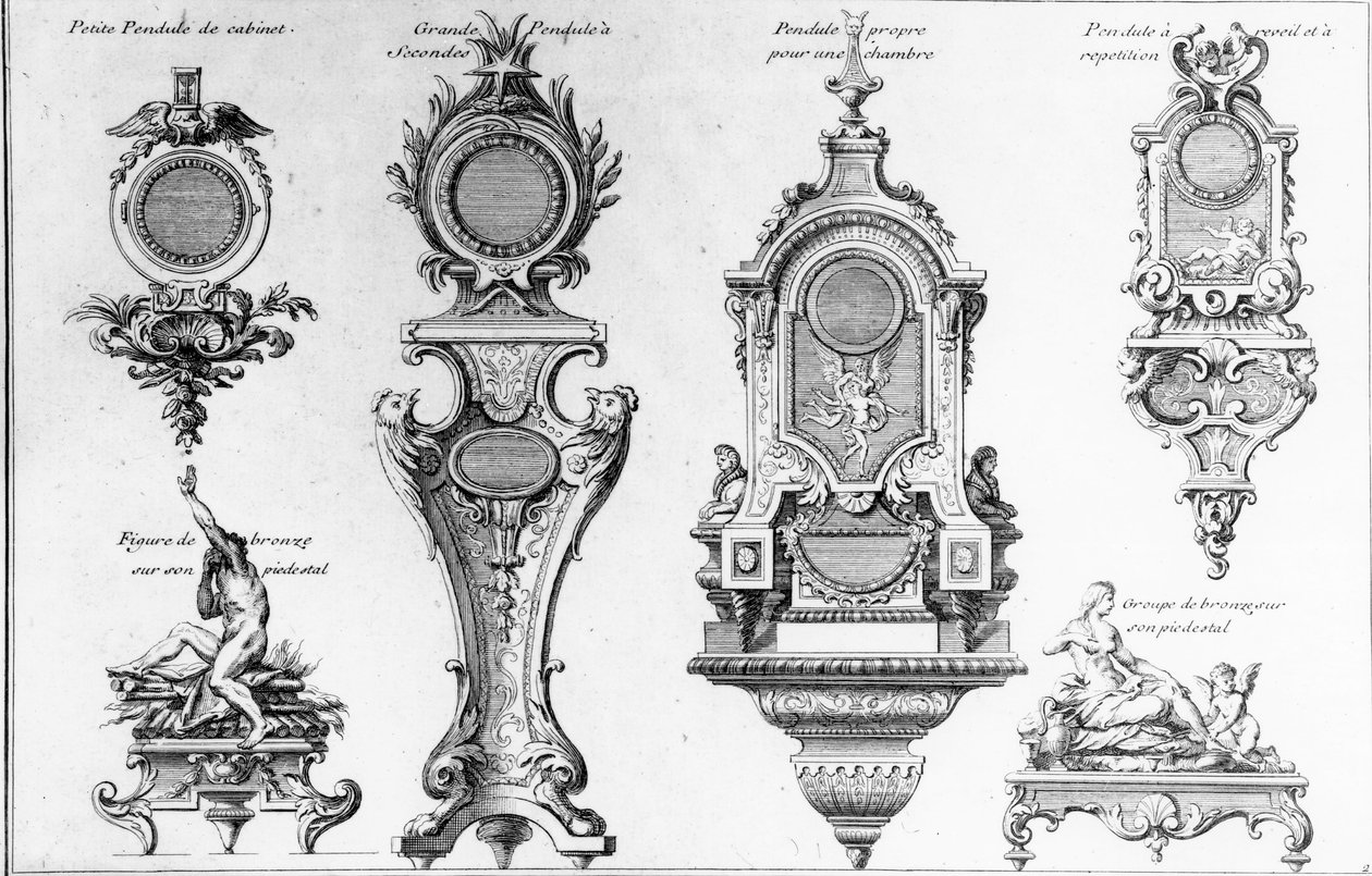 Urkasser og piedestaler af André-Charles Boulle, tryk lavet af Pierre-Jean Mariette af Andre Charles Boulle