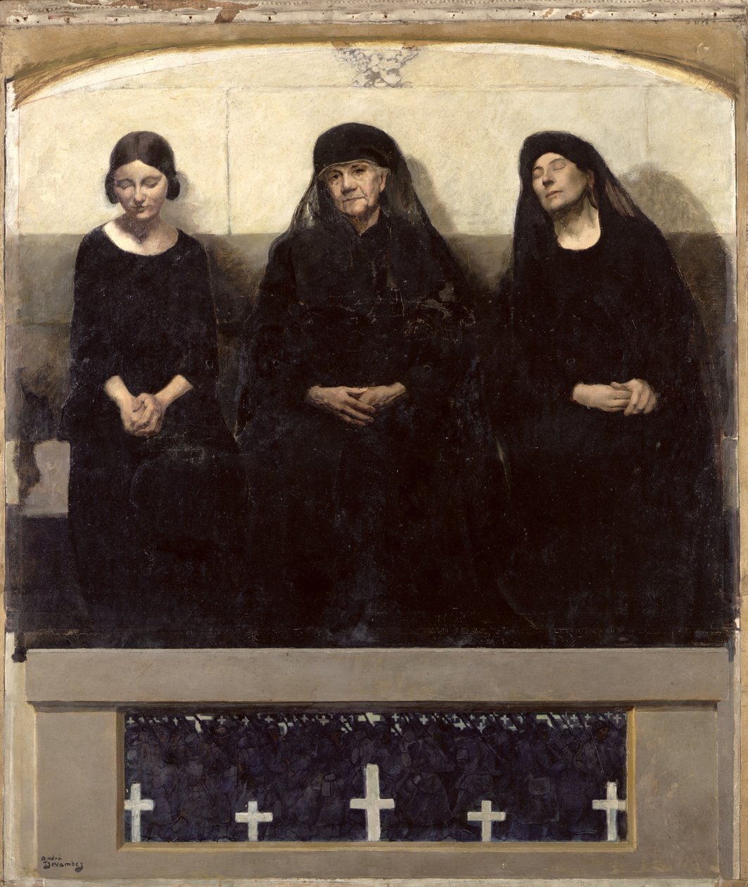 Three Women Grieving for a Lost One, centralt panel i triptykonen 