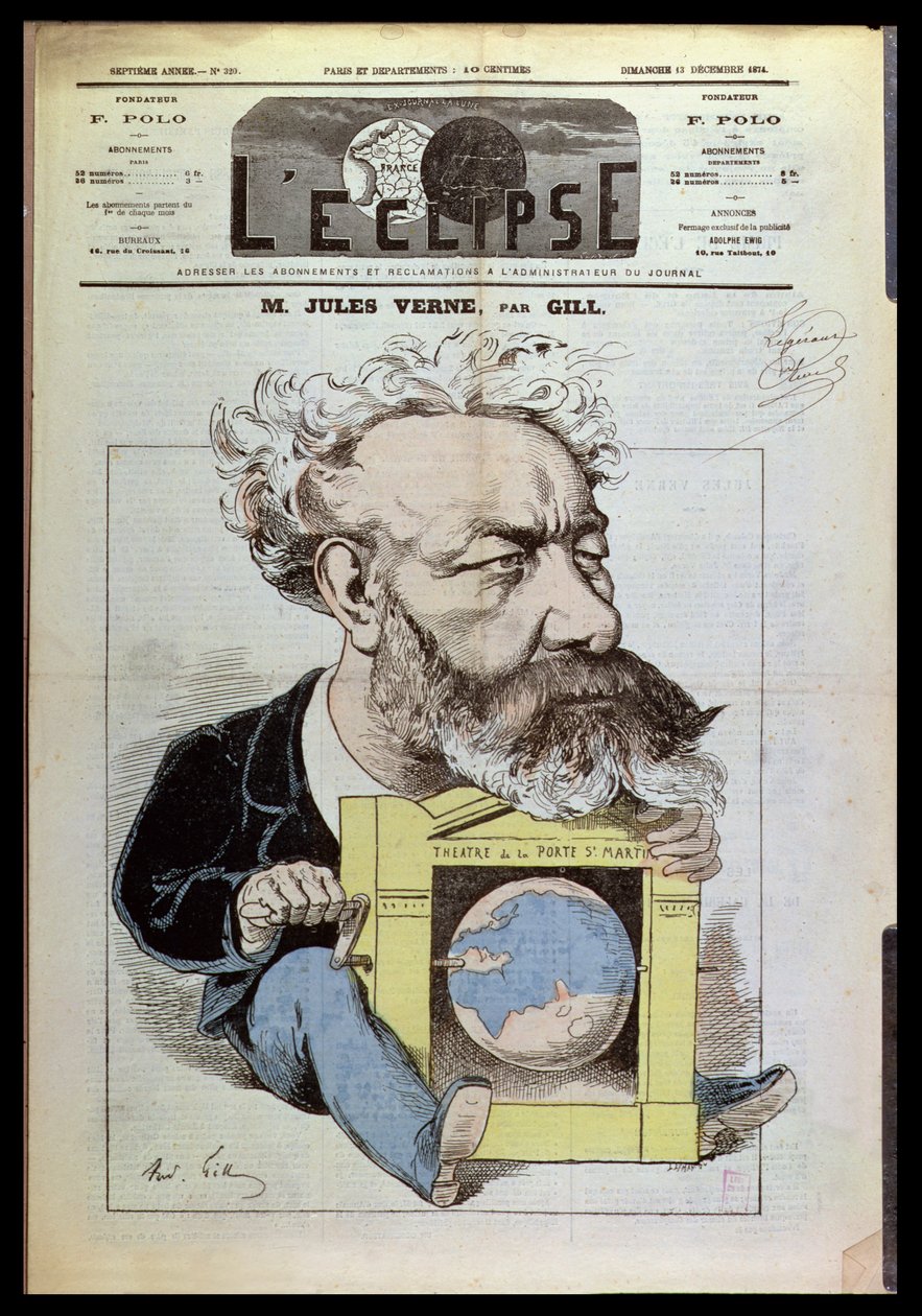 Karikatur af Jules Verne (1828-1905) fra 