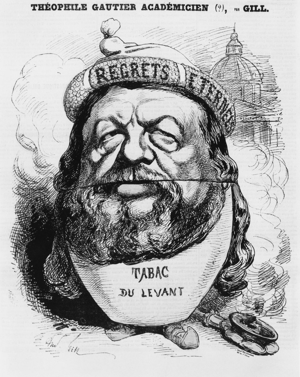 Karikatur af Theophile Gautier som akademiker, illustration fra 