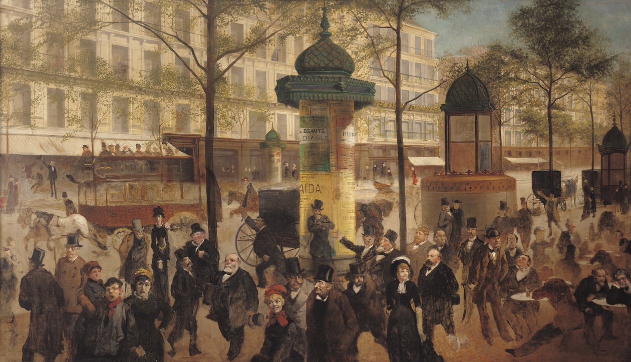 Undersøgelse for et panorama af Boulevard de Montmartre, 1877 af Andre Gill