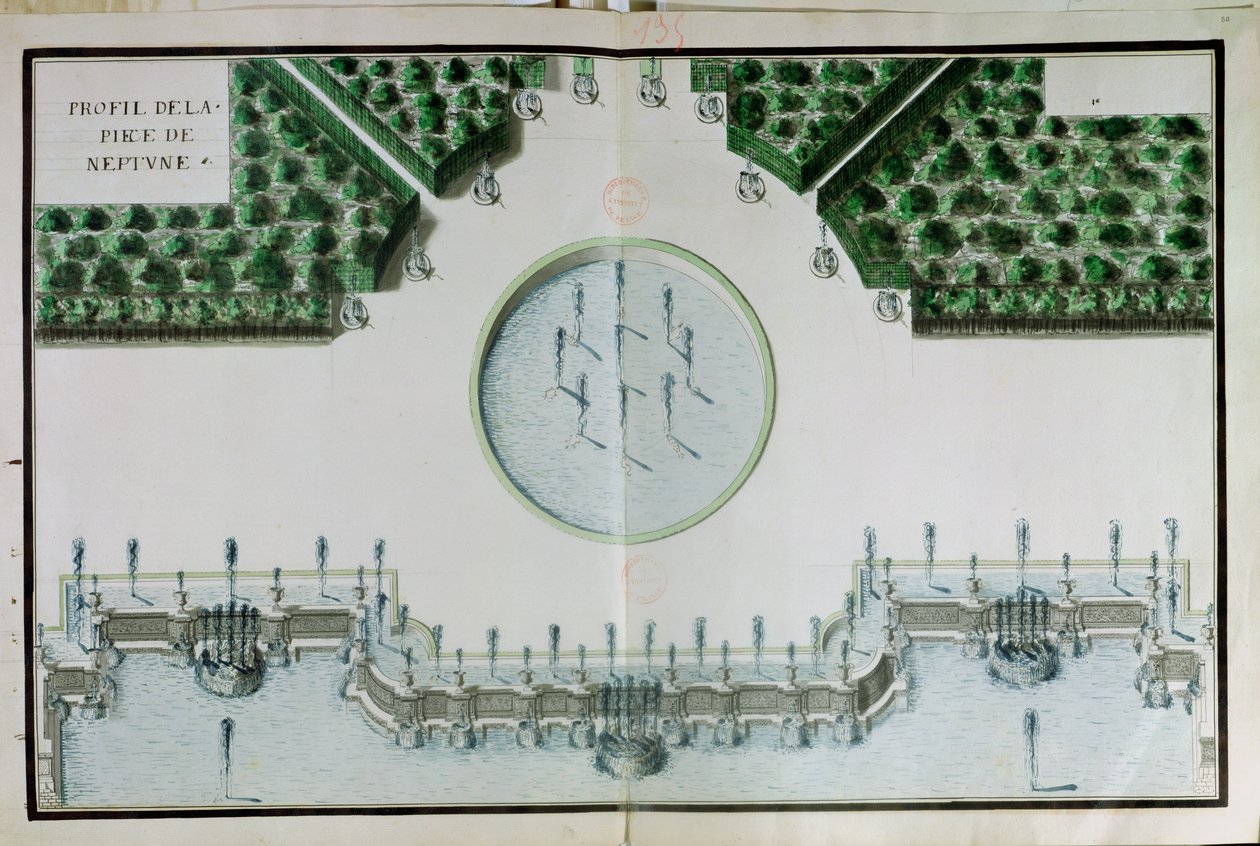 Ms 130750 Design til Piece de Neptun i Versailles af Andre Le Notre