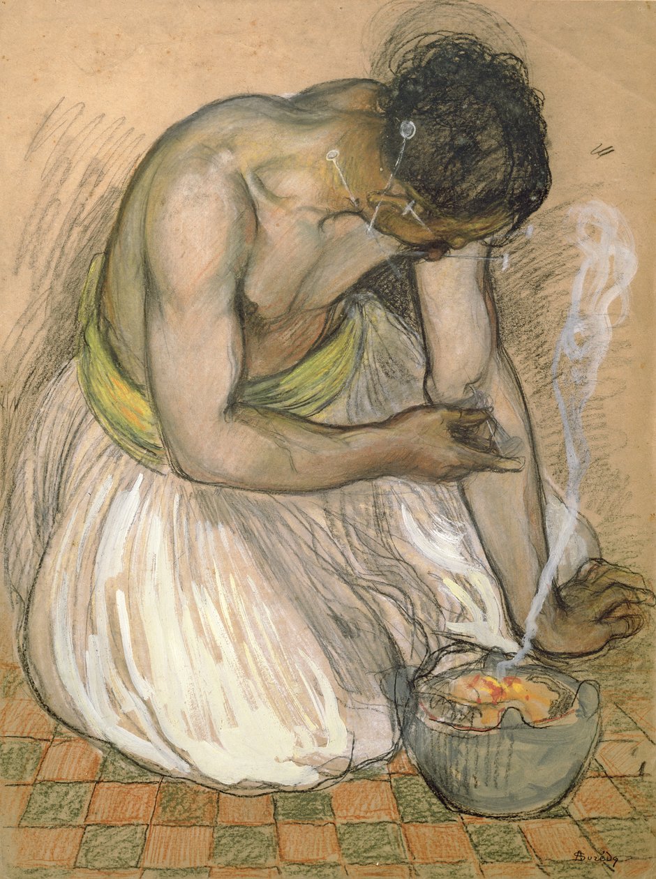 Den marokkanske Fakir (pastel og gouache på papir) af Andre Sureda