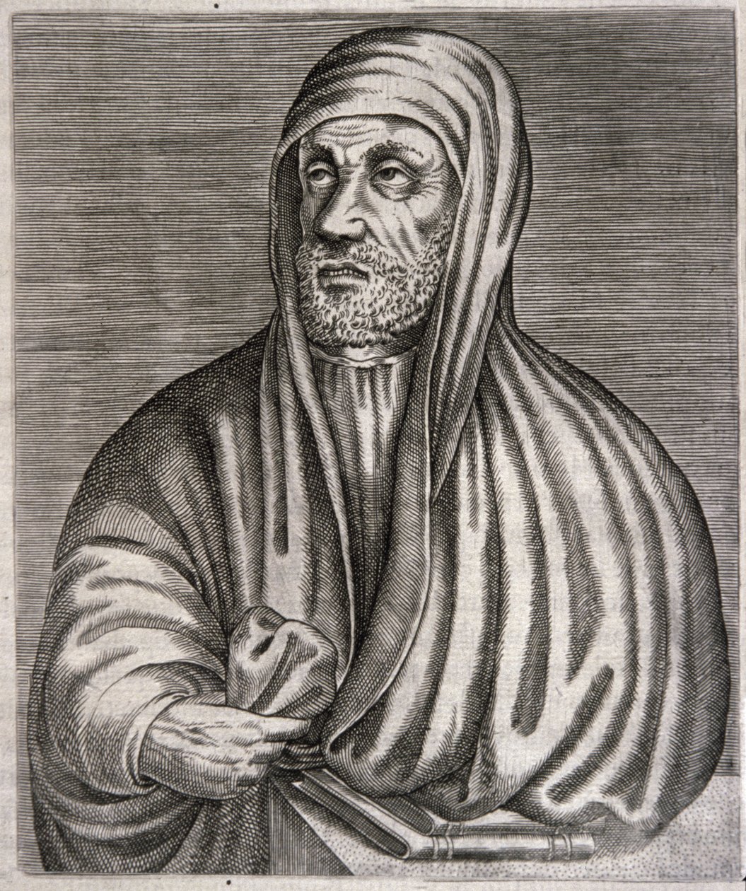 Portræt af Abu Ali al-Husain ibn Abdallah ibn Sina kaldet Avicenna (gravering) af Andre (after) Thevet