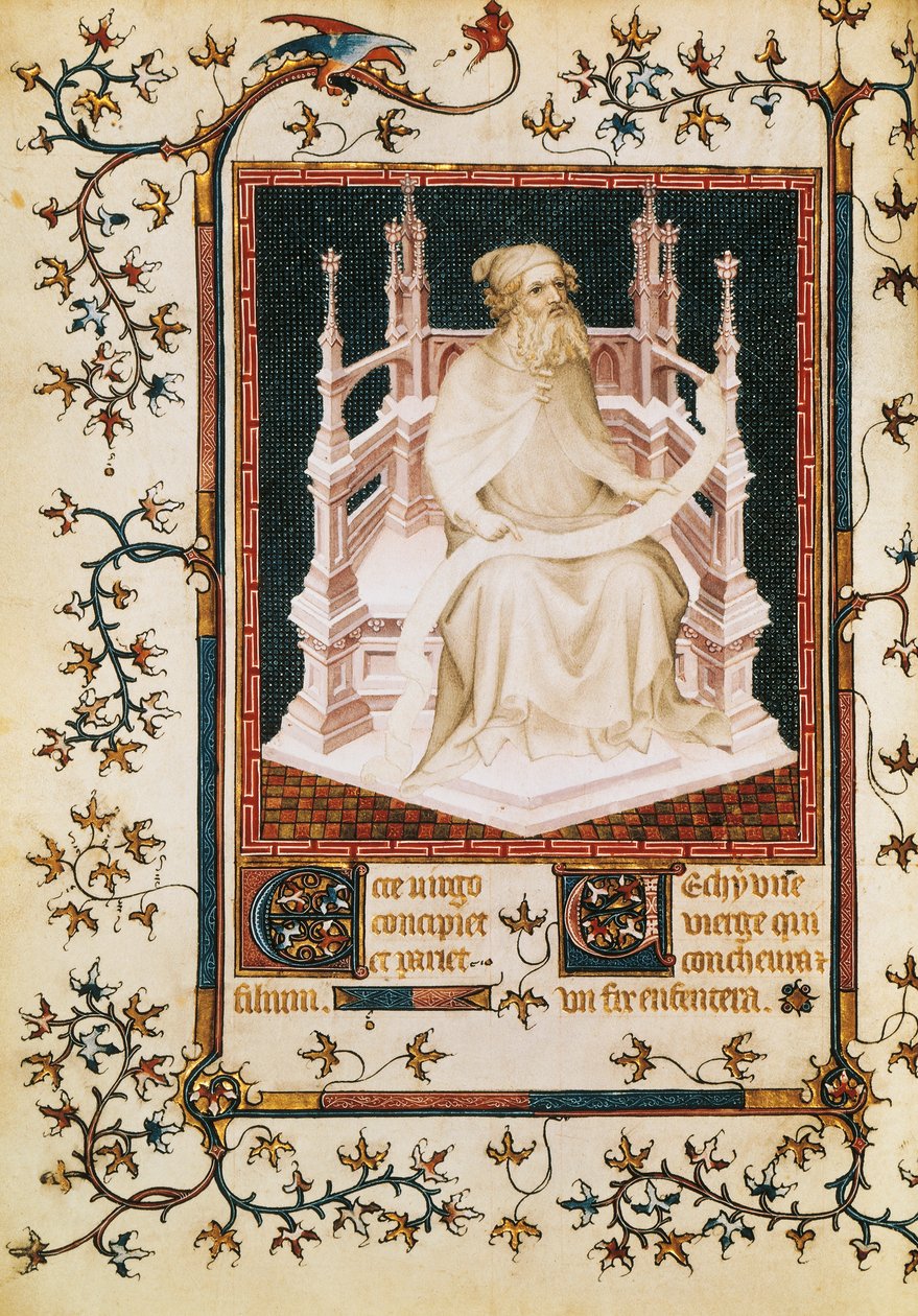 Profeten Esajas, miniature fra Psalter, af Andre Beauneveu for hertugen af Berry, manuskript, Frankrig. af Andre Beauneveu