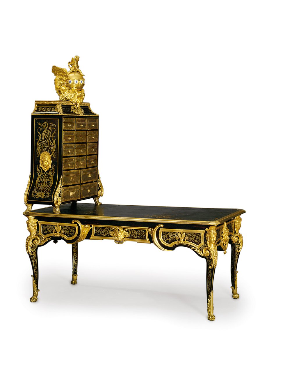 Louis XV bureauplat og kartonnier, 1725-50 af Andre Charles Boulle