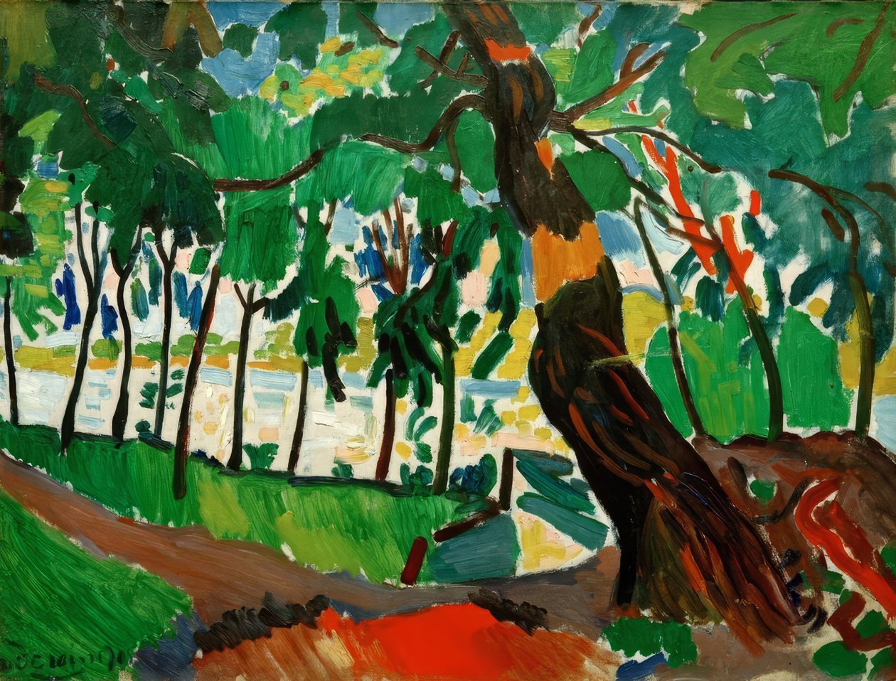 Træ, flodlandskab af Andre Derain