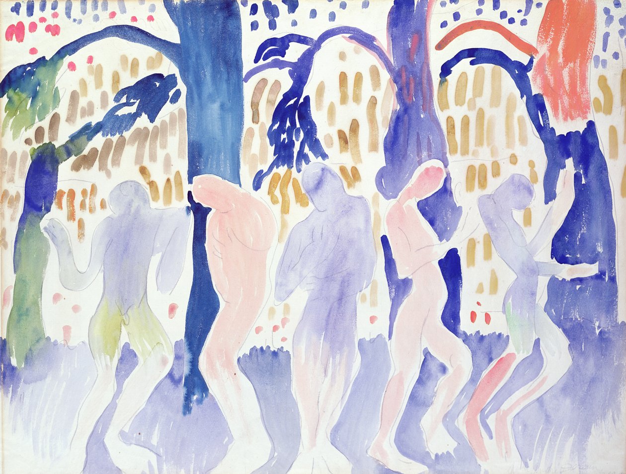 Fem nøgenbilleder, ca. 1904-05 (akvarel på papir) af Andre Derain