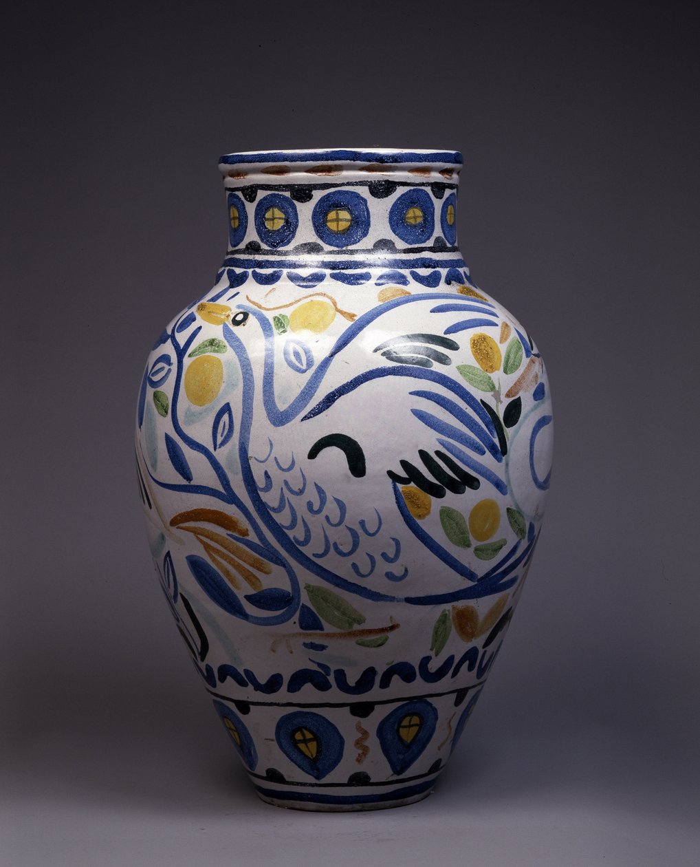 Majolika-vase bemalet og dekoreret med en fugl (keramik) af Andre Derain