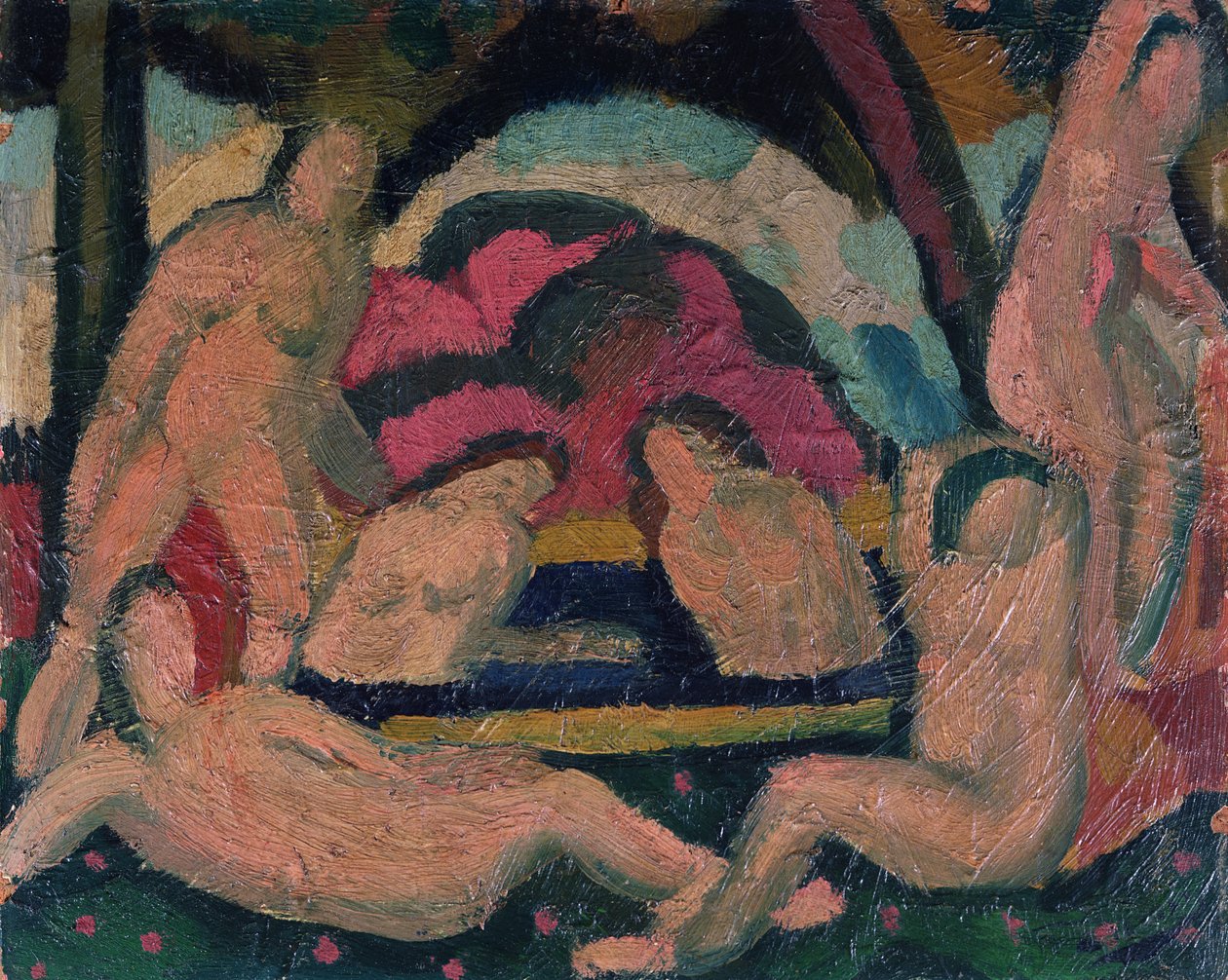 Nøgne badegæster (olie på lærred) af Andre Derain