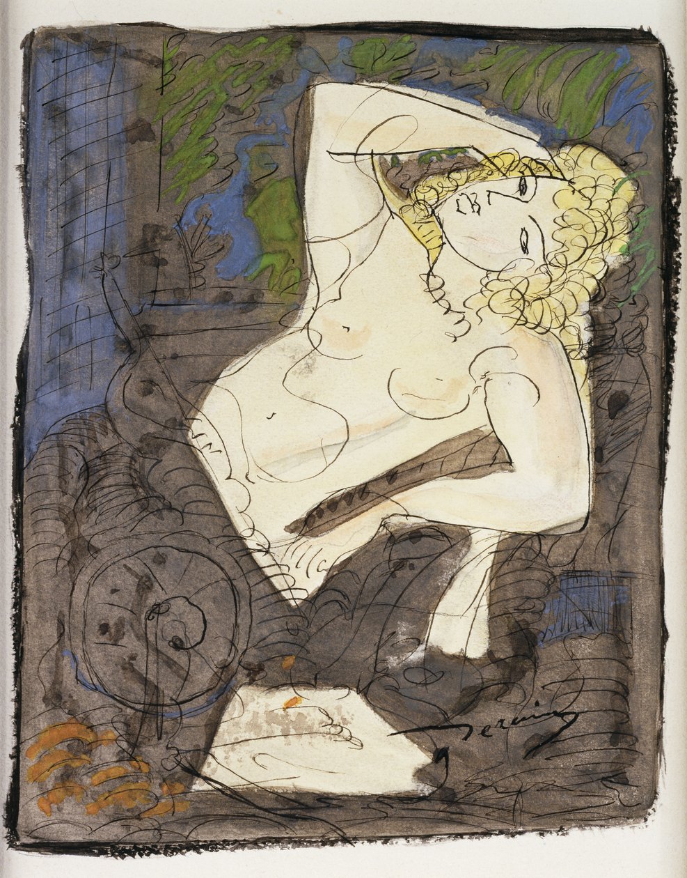 Liggende nøgen; Femme Allongee af Andre Derain