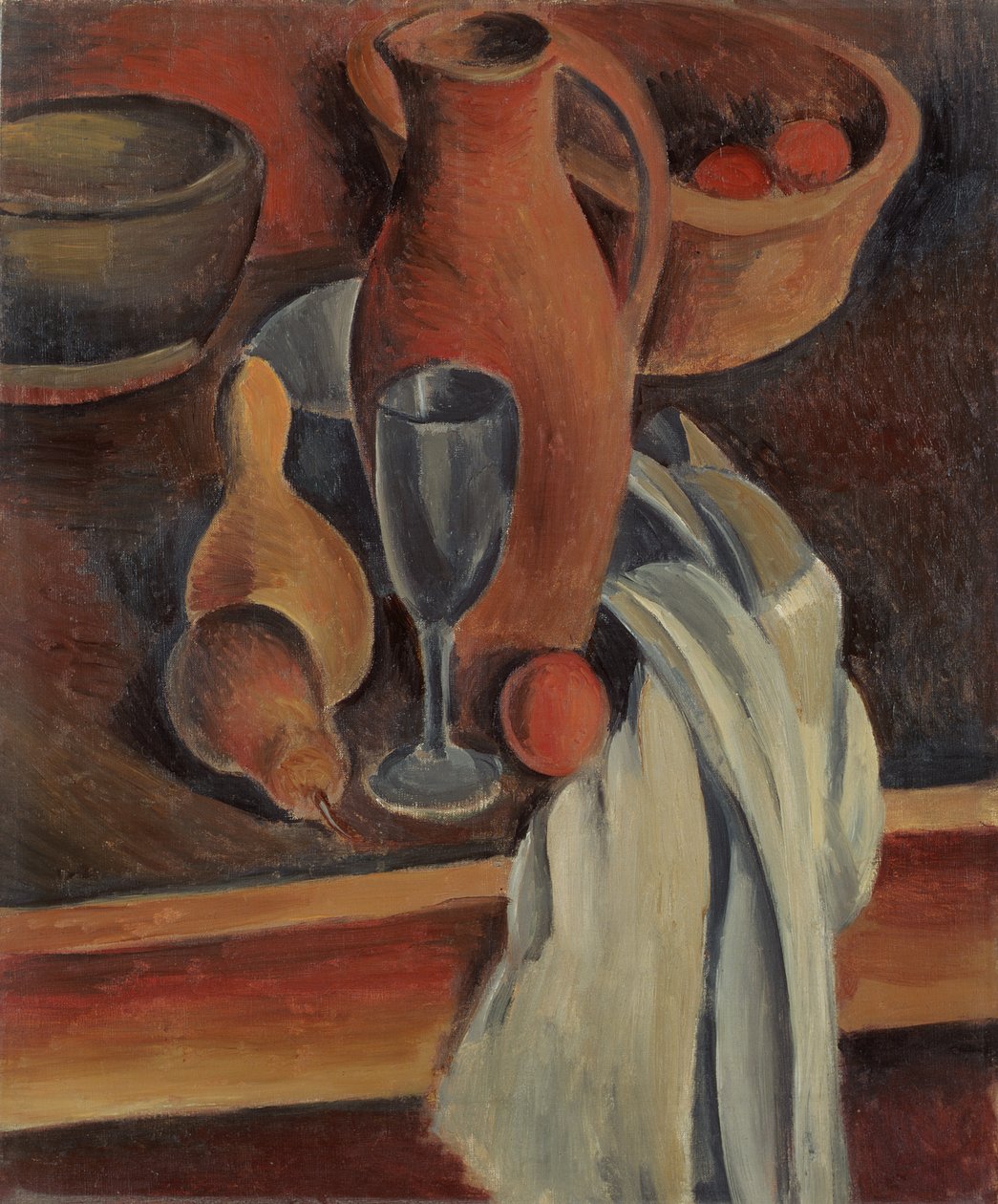 Stilleben med lerkande, hvid serviet og frugt af Andre Derain