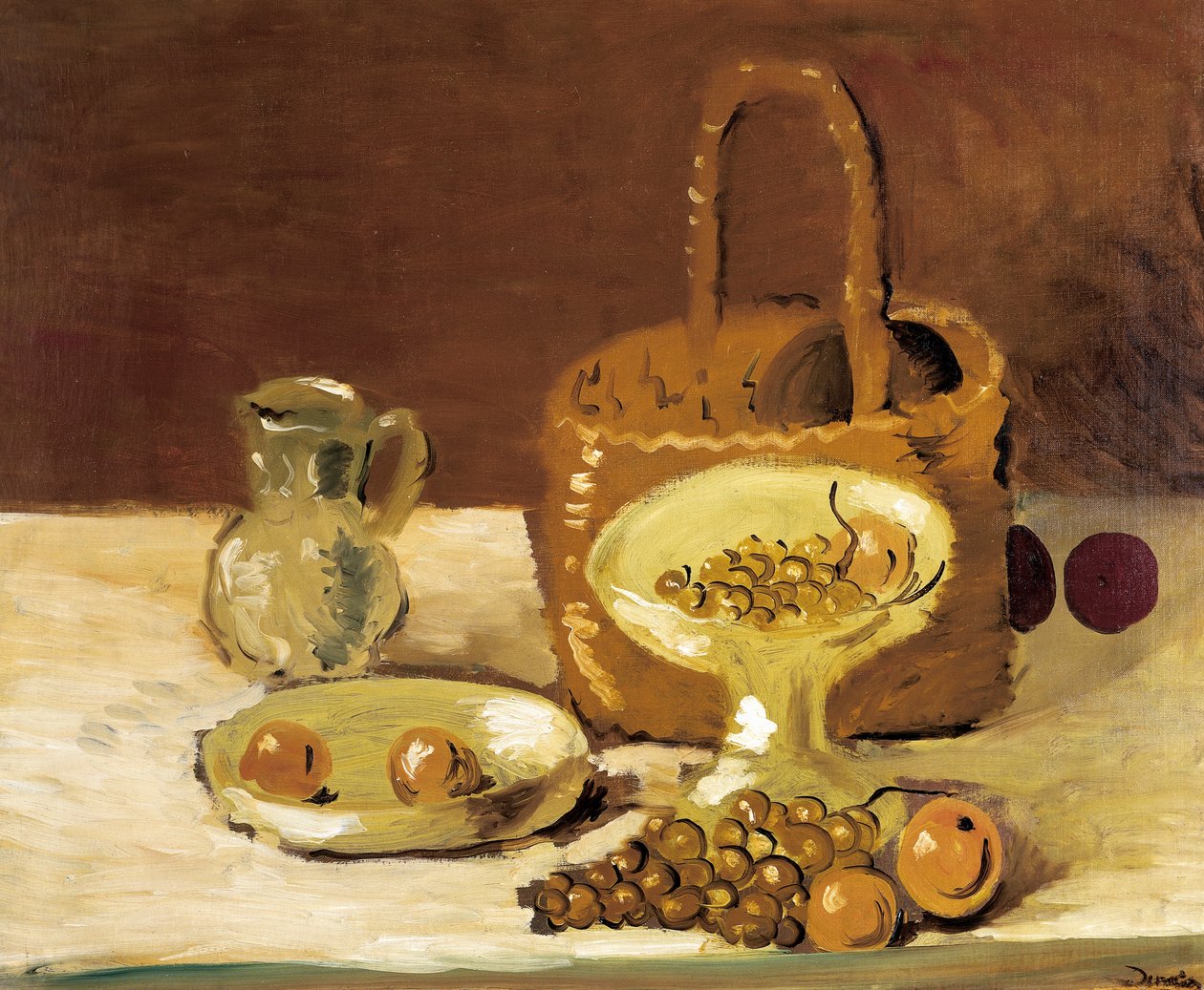 Stilleben med kurv (olie på lærred) af Andre Derain