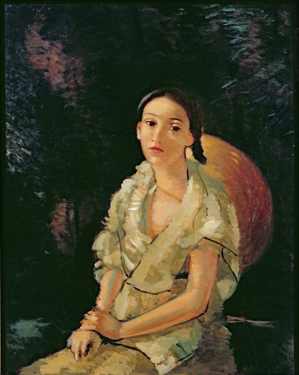 Den siddende malers niece, ca. 1931 (olie på lærred) (se også 287563) af Andre Derain