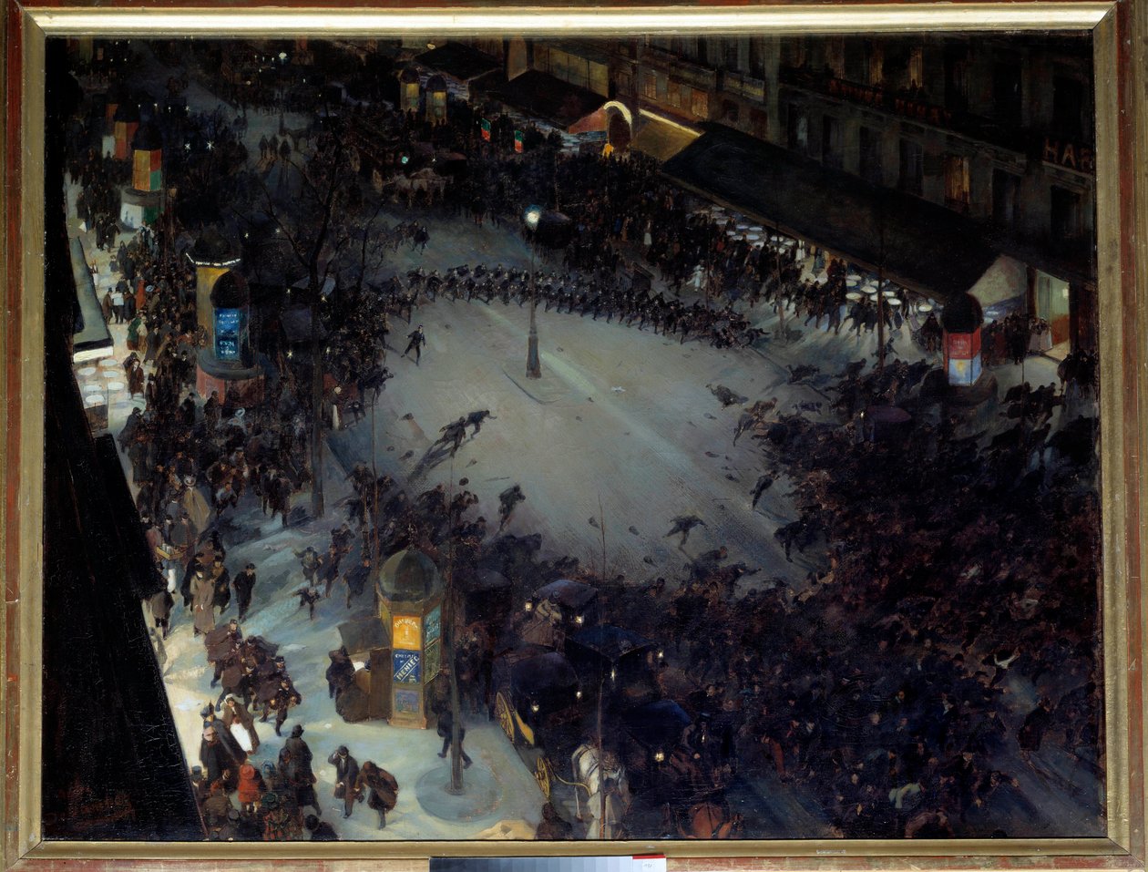 La charge, Boulevard Montmartre Scene for demonstrationer i Paris. Maleri af Andre Devambez (1867-1944) 1901 søn. 1,27 x 1,62 m. Paris, Musee d