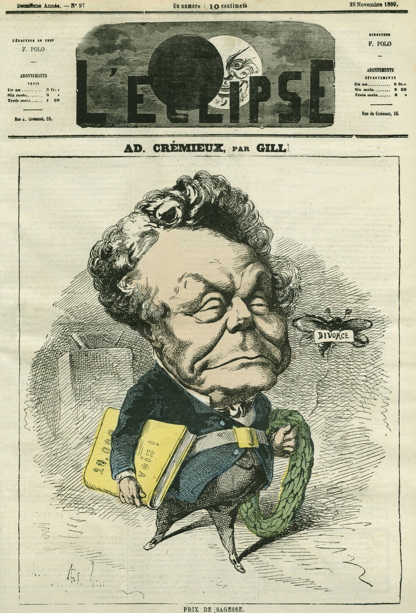 Adolphe Cremieux (1796-1880), advokat, politiker og præsident for den israelske universelle alliance. Cover i "" L